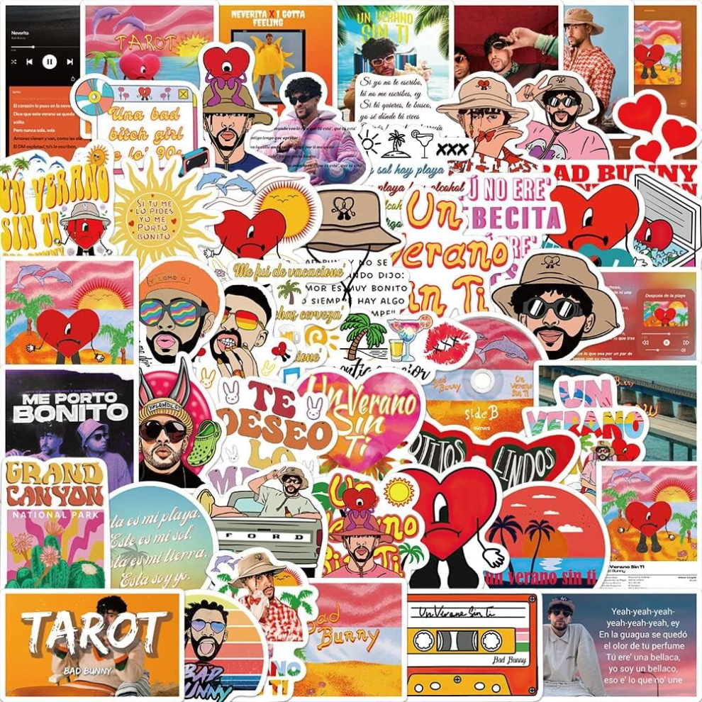 Tianci Cute Bunny Stickers Decorations,50 Pcs Singer Stickers For Kids Adults,Cute Vinyl Laptop Stickers For Laptop,Skateboard,Water Bottles,Cars,Scrapbook