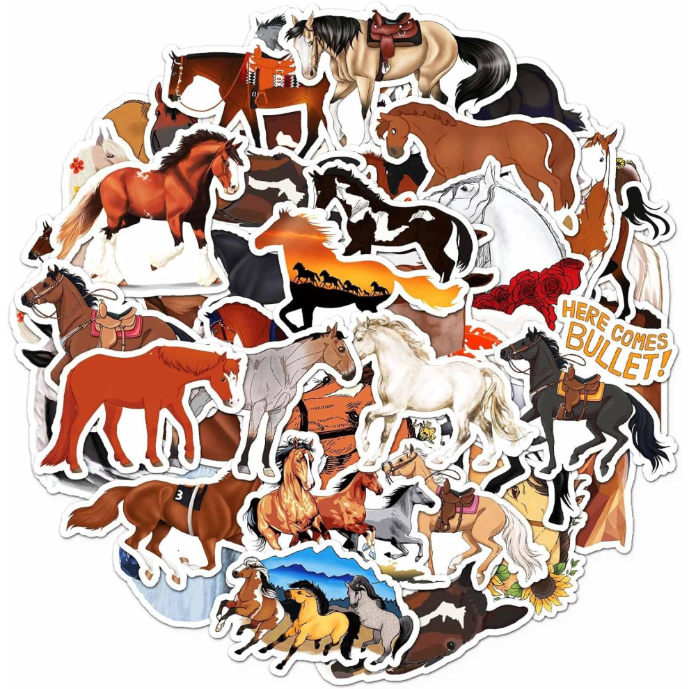Horse Stickers for Water Bottle,Waterproof Vinyl 50pcs Stickers for Laptop Computer Phone Bumper Skateboard Luggage Stickers for Teenager Kids Girls