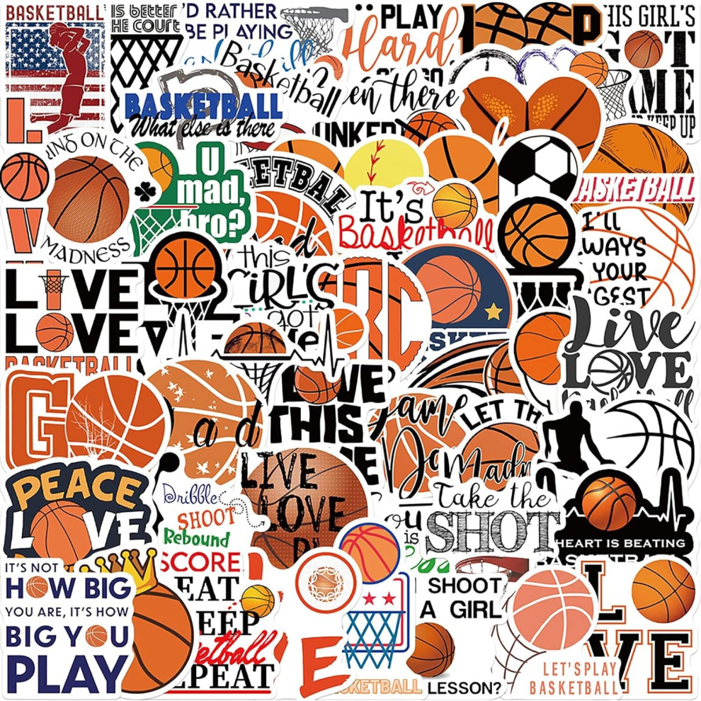 Water Bottles Stickers for Kids, Cute Bulk Basketball Stickers Packs, Vinyl Vsco Waterproof Aesthetic Skateboard Laptop Stickers
