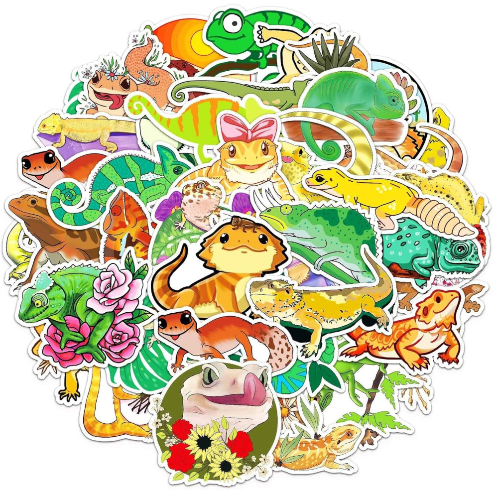 Lizard Stickers for Water Bottle,Waterproof Vinyl 50pcs Stickers for Laptop Computer Phone Bumper Skateboard Luggage Stickers for Teenager Kid Girl