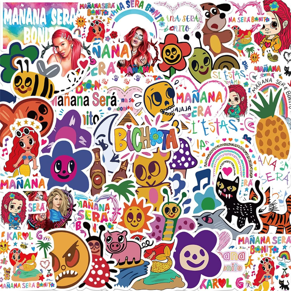 50PCS Music Album Stickers for Water Bottle Waterproof Vinyl Toy Stickers Decal for Kids Laptop Scrapbook Binders Educational School Reward Supplies