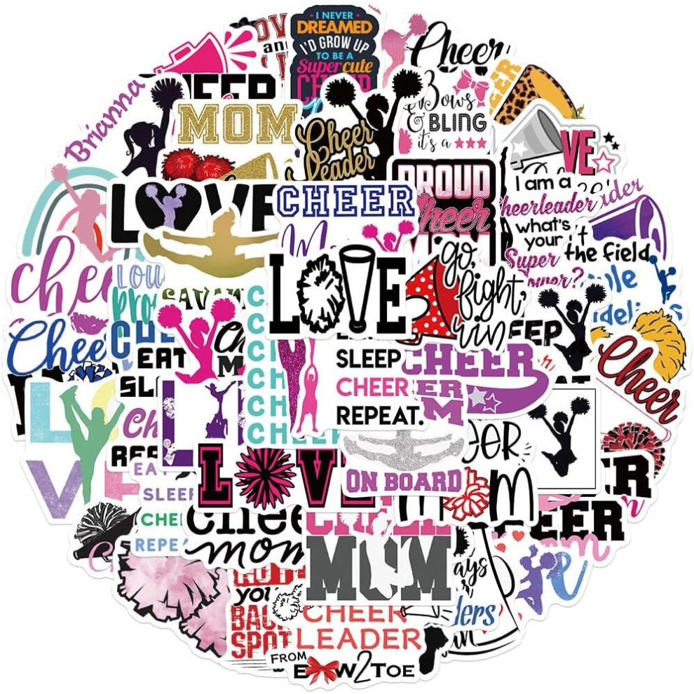 Tianci Cheerleader50pcs Waterproof Vinyl Stickers For Skateboard,Laptop,Helmet,Guitar,Water Bottles,Bike,Notebook,Cheerleading Decals Lovers For Kids Teens