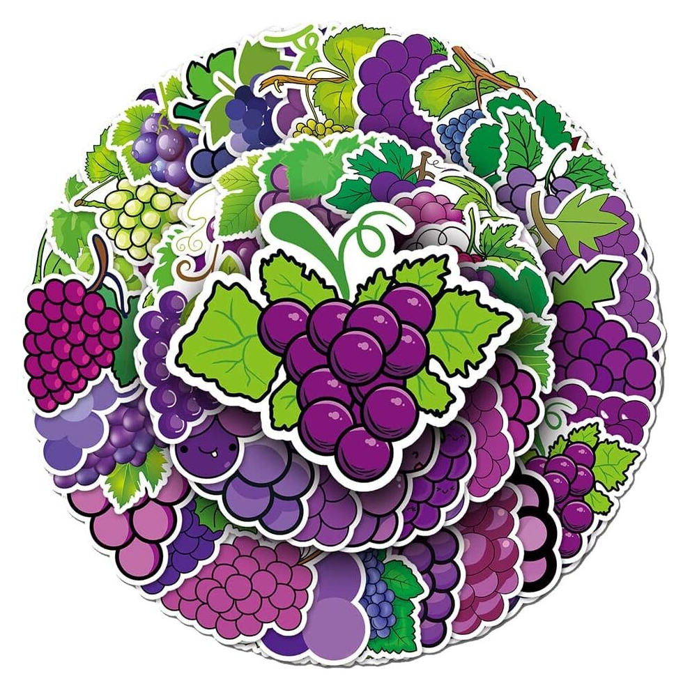 Purple Grape Stickers|50 Pcs|Waterproof Vinyl Stickers for Laptop Computer Phone Tablet Luggage Flasks Notebook Scrapbook Water Bottle
