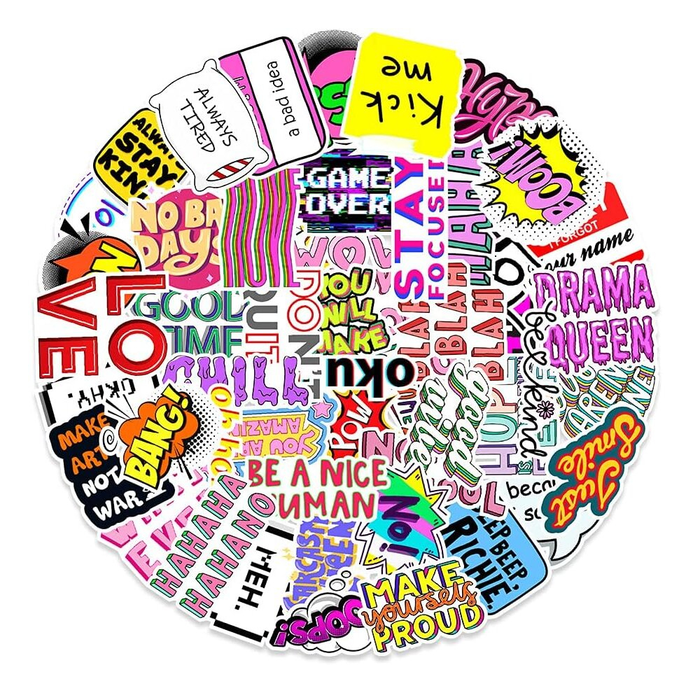50 PCS Phrase Words Stickers, Vinyl Waterproof Decals for Laptop Decals,Water Bottle, Skateboard for Women Men Teen Boys Girls