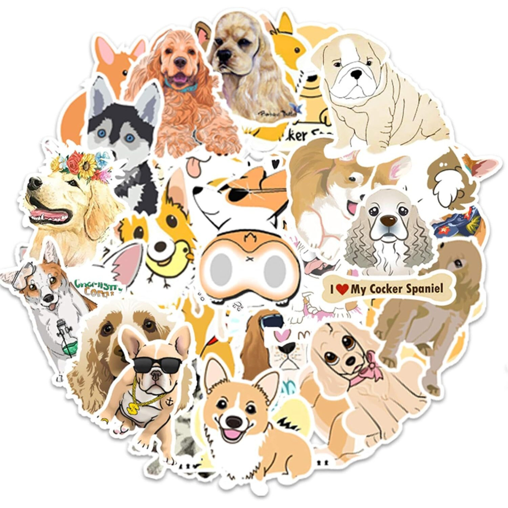50pcs Cartoon Puppy Stickers Pack for Water Bottle,Cute Vinyl Waterproof Decals for Laptop Scrapbooking Mushroom Decor Girls Teens Friends Gifts