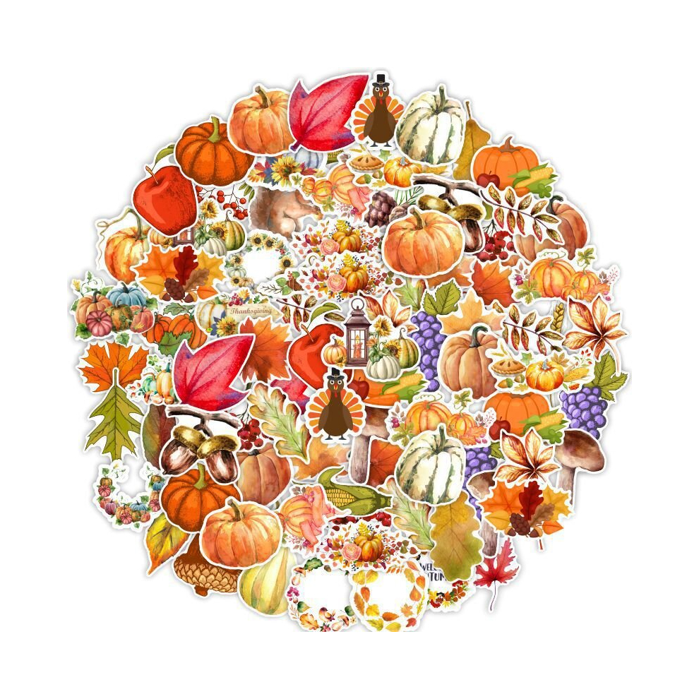 Tianci 50Pcs Thanksgiving Stickers For Kids, Fall Waterproof Vinyl Stickers For Water Bottles, Cards, Scrapbooking, Notebooks, Harvest Party Decoration
