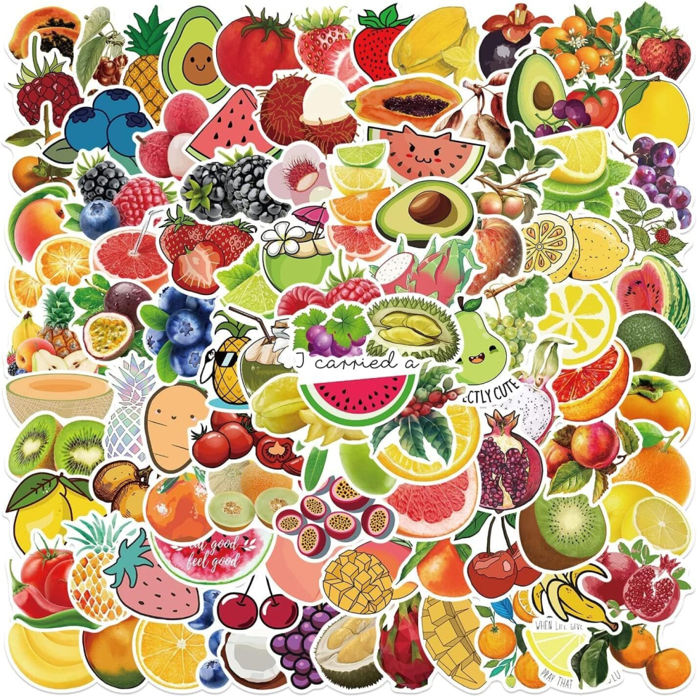 Tianci 100Pcs Fruit Stickers Fruits Decals Waterproof Vinyl For Water Bottle Laptop Skateboard Scrapbook Hydroflask For Fruit Party Decorations