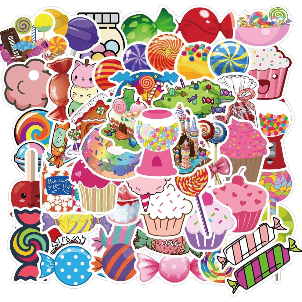 100Pcs Cute Sweet Treats Stickers Ice Cream Donuts Cupcake Stickers Waterproof Vinyl Decals for Laptop Water Bottle Skateboard Luggage Party