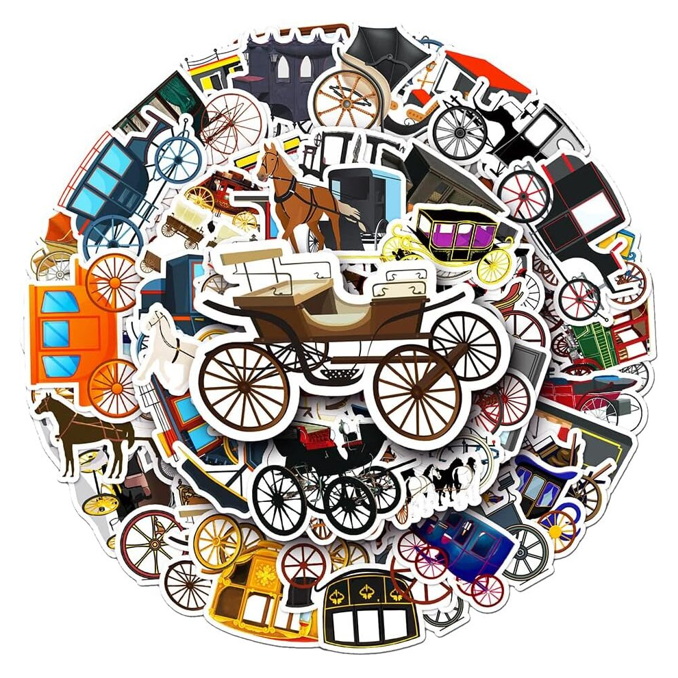 Carriage Stickers 50 Pcs Cartoon Waterproof Vinyl Stickers for Hydroflasks Laptop Tablet Computer Waterbottles Car Cup Phone Luggage Tablet