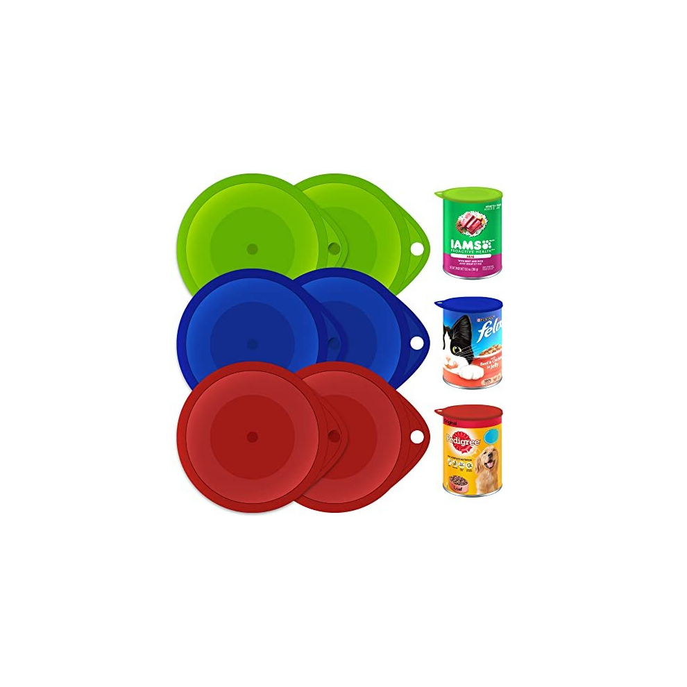 6pk Tin Can Lids for Dog Food | Assorted Colour Can Lid Tin Covers for Dog Food | Plastic Lids for Tin Can Covers for Tins Green, Blue, Red | Tin Lids