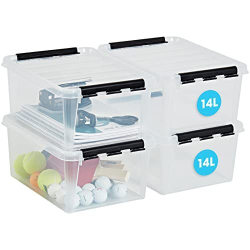 Smartstore 14l Clear Plastic Storage Boxes With Lid 4 Pack Reinforced