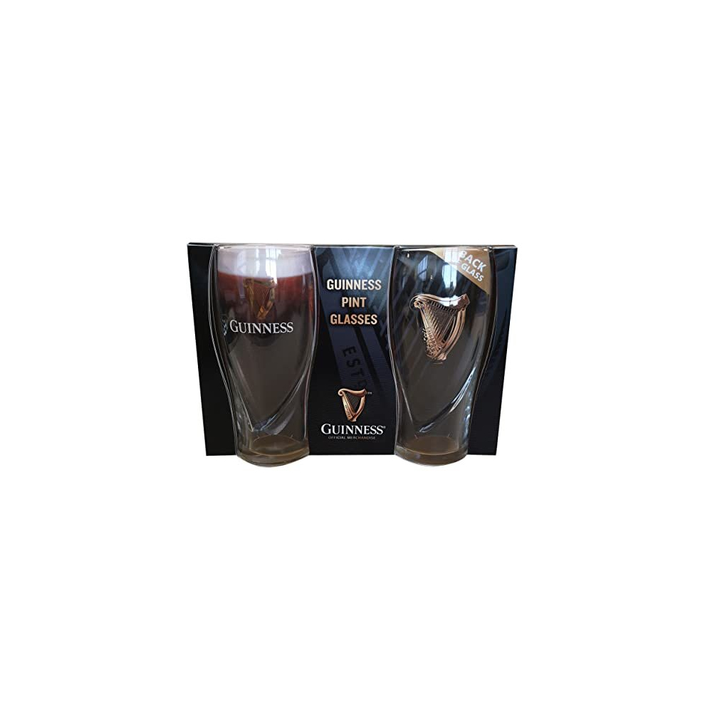 Official Guinness Pint Glass Set of 2, Classic Guinness Memorabilia (20 oz)