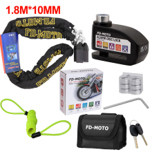 (Black) FD-MOTO 1.8M ChainLock Scooter Bike Safe Disc Lock Reminder Cable