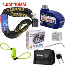(Blue) FD-MOTO 1.8M ChainLock Scooter Bike Safe Disc Lock Reminder Cable