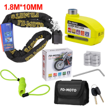 (Green) FD-MOTO 1.8M ChainLock Scooter Bike Safe Disc Lock Reminder Cable