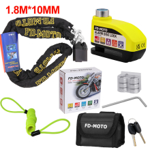 (Black/Green) FD-MOTO 1.8M ChainLock Scooter Bike Safe Disc Lock Reminder Cable