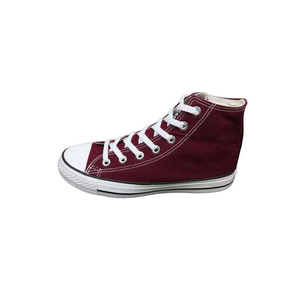 (Wine red, UK Size:5.5=Eur:38) High cut classic canvas shoes for men and women, casual shoes