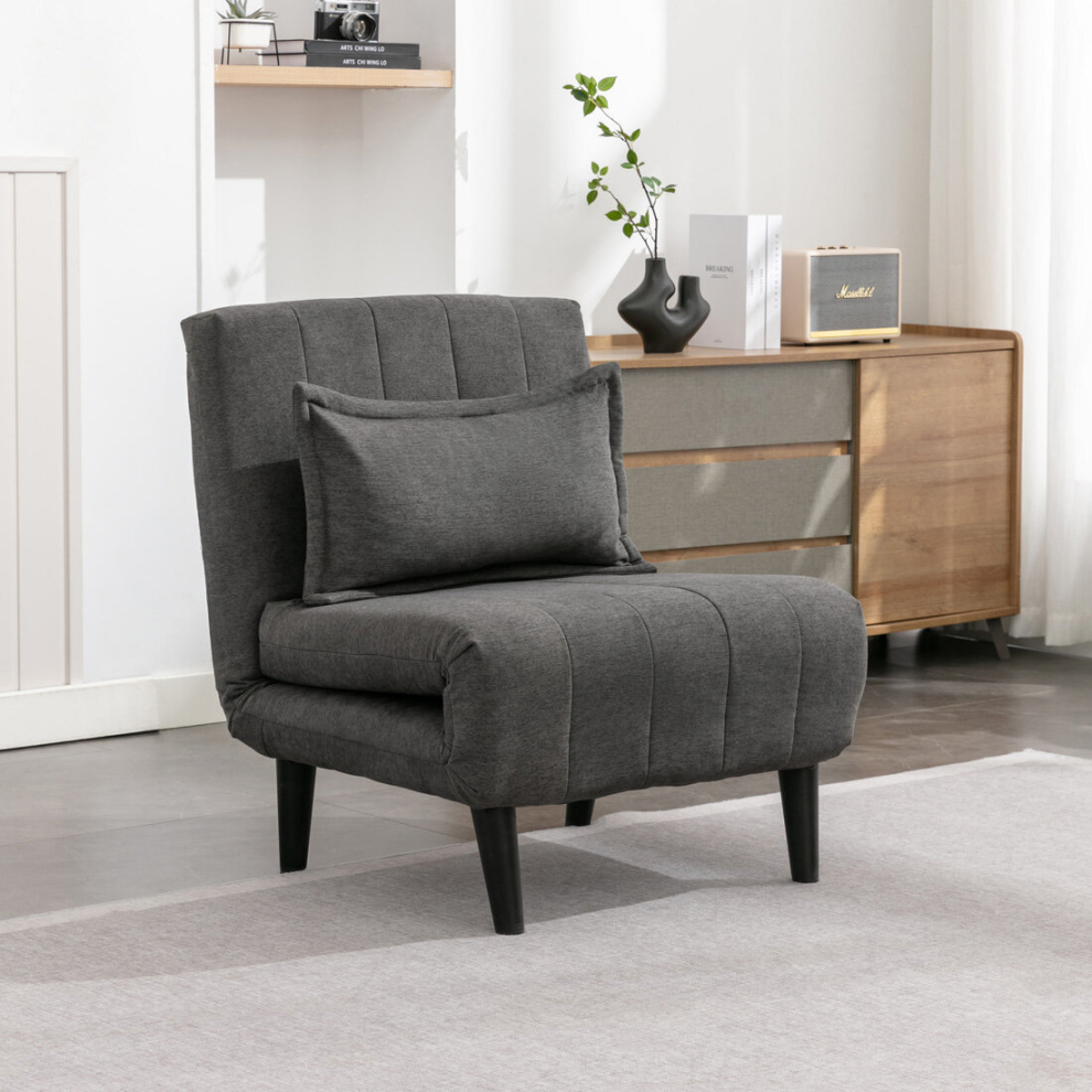 More4homes (1 Seater, Charcoal) Harper 1 Seater Folding Clic Clac Fabric Living Room Lounge Sofa Bed