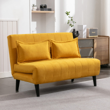 (2 Seater, Mustard) HARPER 1 SEATER FOLDING CLIC CLAC FABRIC LIVING ROOM LOUNGE SOFA BED