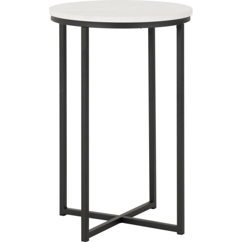 Seconique Dallas Round Side End Table Marble Effect and Black Metal Finish 1