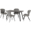 Seconique Quebec Wave Edge Dining Set 4 chairs Black Grain Grey Faux Leather 3