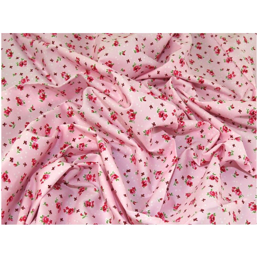 (Pink) Rose & Hubble 100% Cotton Poplin - Per Metre