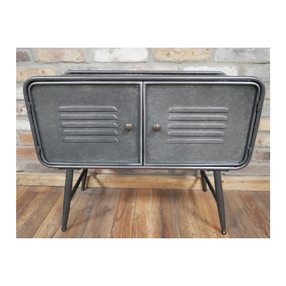 Industrial Metal Storage Grey Cabinet Sideboard 2 Doors