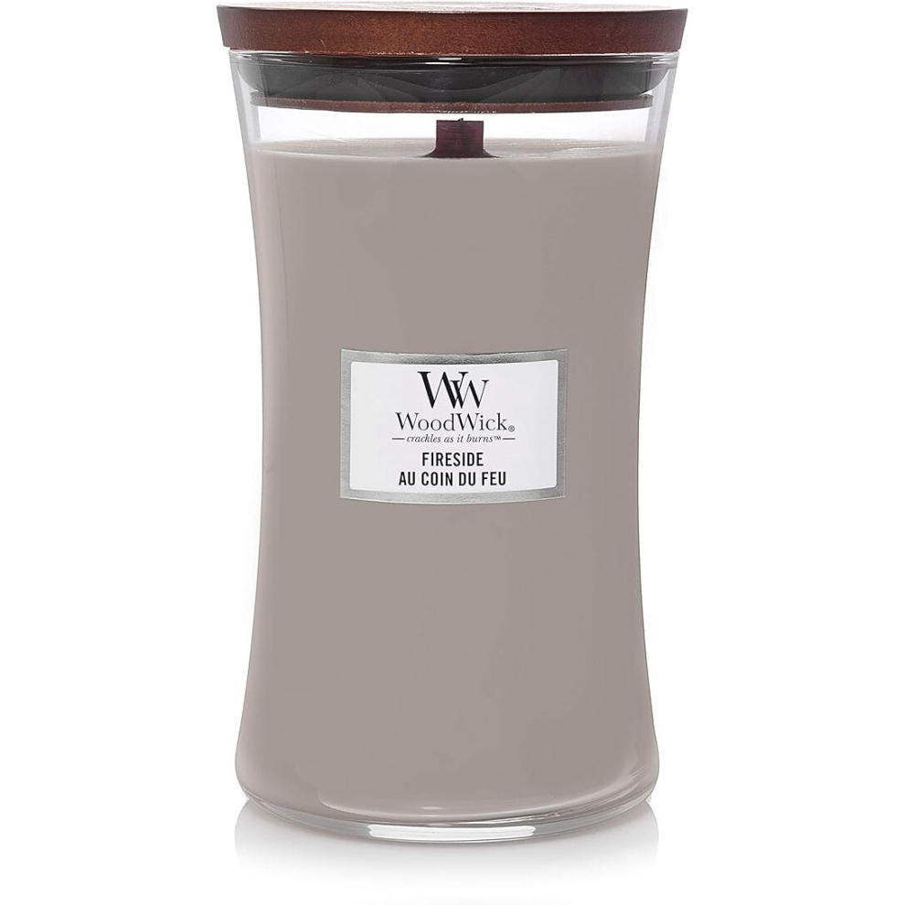 Woodwick Large Hourglass Scented Candle | Fireside | with Crackling Wick | Burn Time: Up to 130 Hours, Fireside