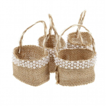 Picnic Baskets: 4pcs Linen Basket Rustic Wedding Candy Gift Baskets Christmas Tree Hanging Garland Small Baskets for