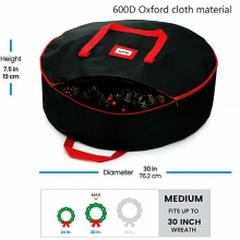 Christmas Wreath Storage Bag Durable Tarp Material Zippered Reinforced Handle and Easy to Slip The Wreath in and Out Protect