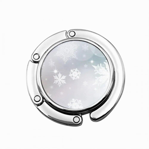 Foldable Purse Hook for Womens Table Handbag Storage Folding Decor Table Hook Christmas Snowflake Funny Creative Lover 2