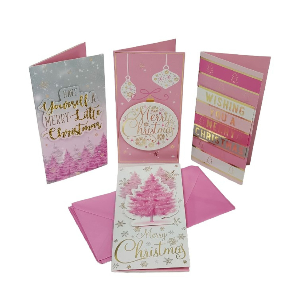 4 Pink Christmas Money Wallets Voucher Gift Card Wallets and Envelopes