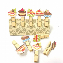 10pcs Mini Natural Wooden Cake Photo Clips Christmas Dessert Clips Clothespin Craft Decoration Clips Pegs