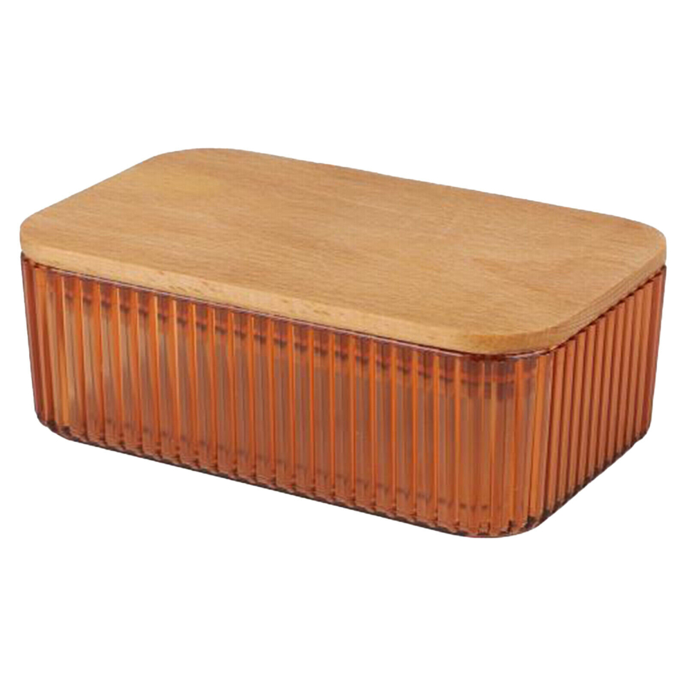 (Orange) Butter Dish with Wooden Lid Small Butter Storage