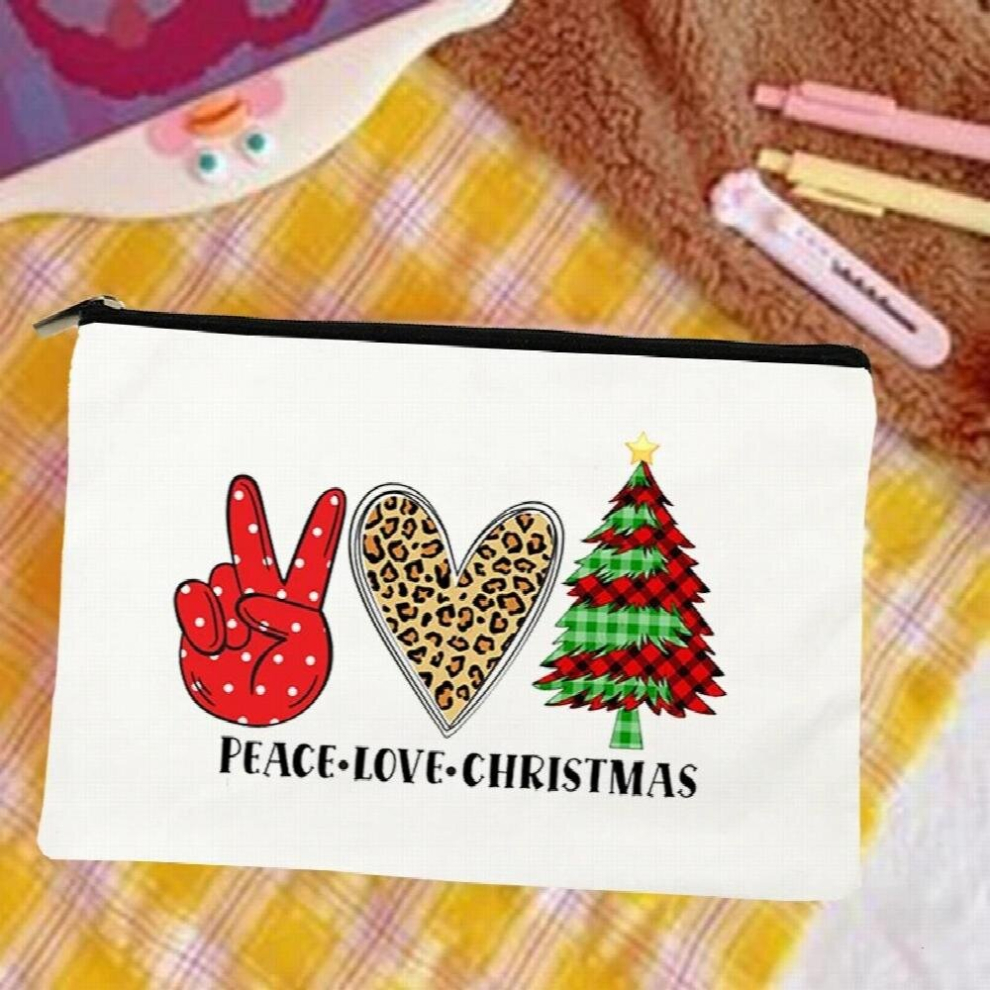 Peace Love Christmas Travel Portable Women Makeup Bag Female Toiletries Organizer Cosmetic Cases Zipper Wash Beauty Bags