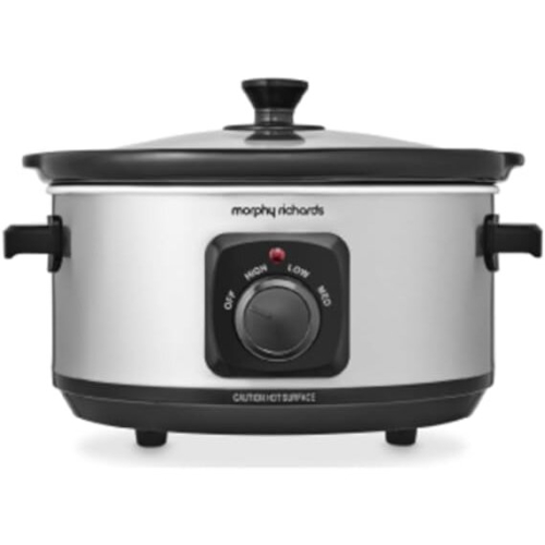 Morphy Richards 3.5L Stainless Steel Slow Cooker, 3 Heat Settings, One Pot Solution, Dishwasher Safe Ceramic Pot, 460017