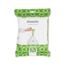 Brabantia PerfectFit Bin Liners (Size G/23-30 Liter) Thick Plastic Trash Bags with Tie Tape Drawstring Handles (40 Bags)