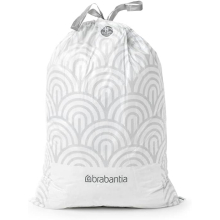 Brabantia 138744 PerfectFit Bin Liners (Size H/50-60 Litre) Thick Plastic Trash Bags with Tie Tape Drawstring Handles (40 Bags), White