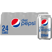 Pepsi Diet Cola Cans - 24 x 330ml, Zero Calories & Sugar, Vegetarian/Vegan Friendly Sparkling Diet Cola