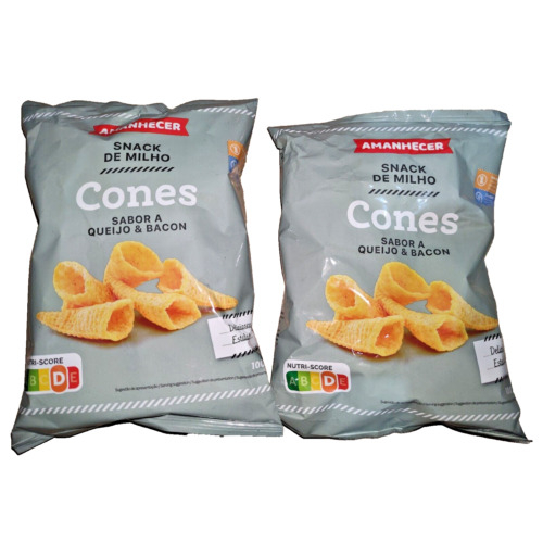 Chips Crispy Corn Snacks Cones Cheese and Bacon Flavor 2 x 100g