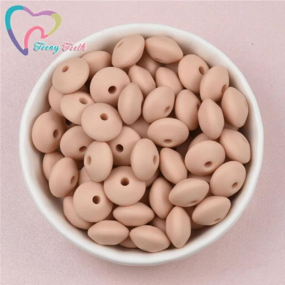 50 PCS Peach Mix Silicone Lentil Beads Baby Chewable Non Toxic BPA Abacus Silicone Teething Loose Beads