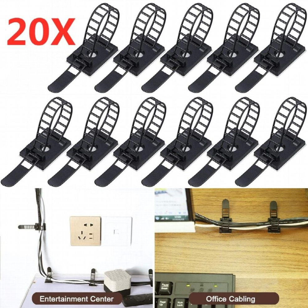 5/20Pcs Adhesive Cable Organizer Clips Adjustable Nylon Cable Strap Ties Wire Clamps Cable Management For Car Wire Cord Holder 885677674309