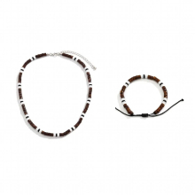 2Pcs Creative Wooden Beads Soft Clay Chain Necklace Bracelet for Men Boho Vintage Adjustable Choker Jewelry Set Steampunk