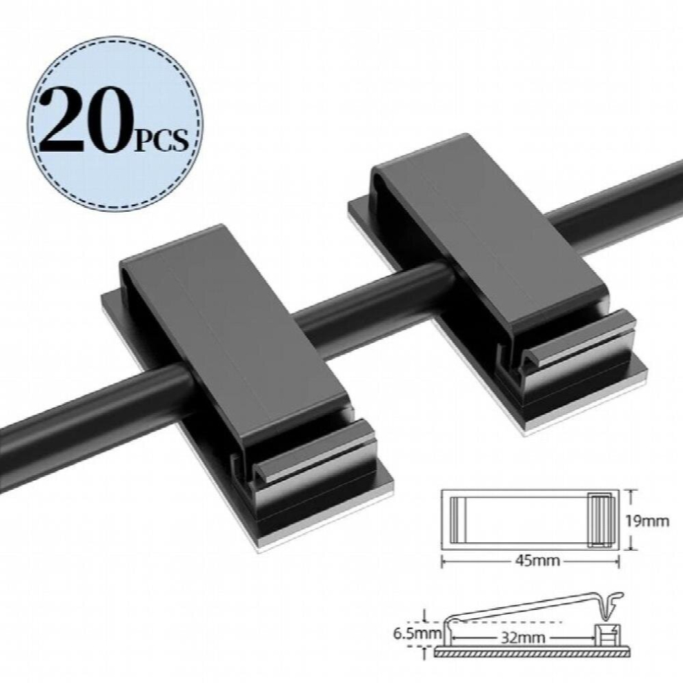 20Pcs Universal Cable Organizer Clips Winder Desktop Tidy Usb Cable Management Clips Cord Holder Wall Wire Manager 885677674316