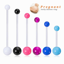 6Pcs Plastic Pregnancy Belly Button Rings Acrylic Long Bar Navel Rings for Pregnant Women Flexible Clear Belly Piercing Retainer
