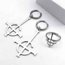 Stainless Steel Jewelry Set Ghost BC Rock Band Pendant Necklace The band Ghost Ghoul Chain Necklaces Earring Ring collar