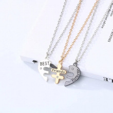 Luoluo&baby 3Pcs/Set Forever Necklace Colourful Heart Shaped Pendant Friendship BFF Necklaces Jewelry Gift 2-color