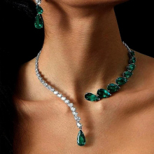 Stonefans Vintage Green Open Necklace Rhinestones Collar Water Droplets Pendant Crystal Bridal Choker Wedding Jewelry