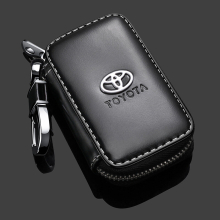 (TOYOTA) Leather Car Key Zipper Case Holder Remote Key Fob