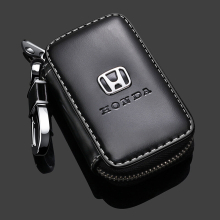 (HONDA) Leather Car Key Zipper Case Holder Remote Key Fob